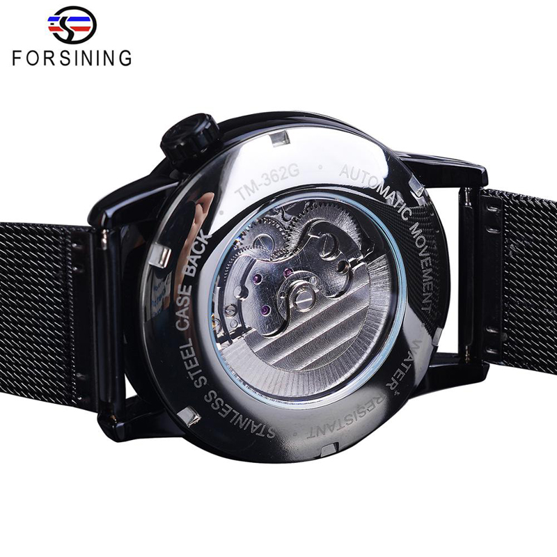 Men's Personality Design Literal Automatic Mechanical Watch Mesh Steel Band Watch Men's Match