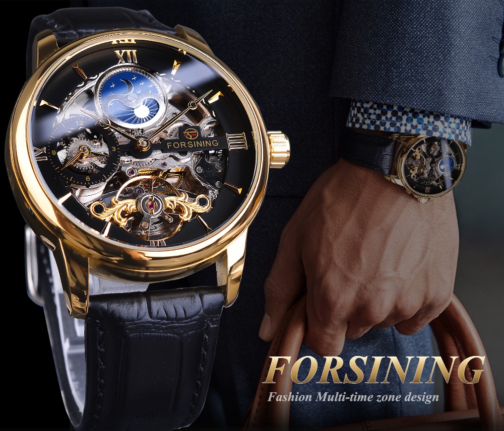 Men's automatic mechanical watch moon phase independent second hand tourbillon mechanical watch