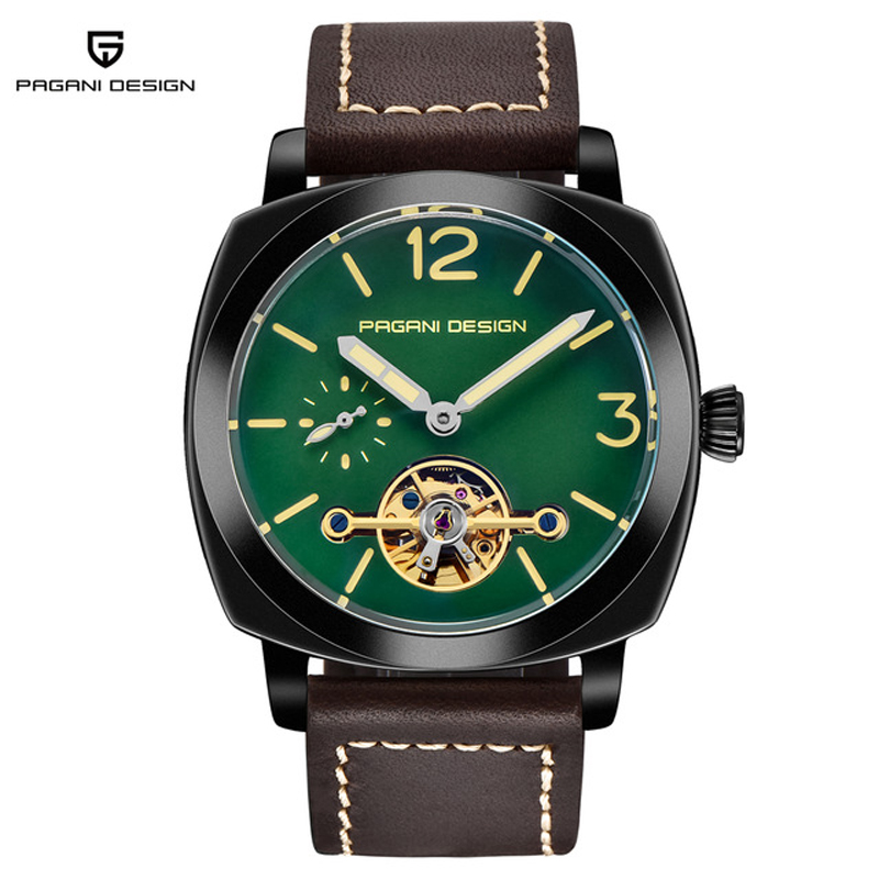 Luxury Tourbillon Mechanical Watches Genuine Leather Fashion Skeleton Automatic Watch dropshipping