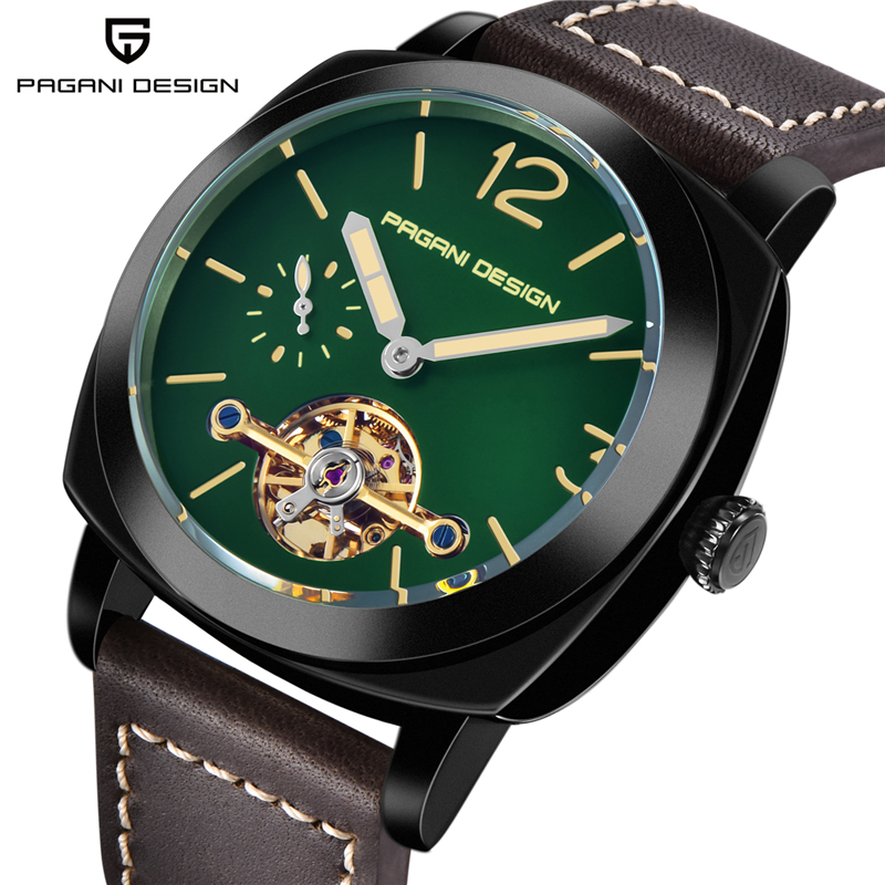 Luxury Tourbillon Mechanical Watches Genuine Leather Fashion Skeleton Automatic Watch dropshipping