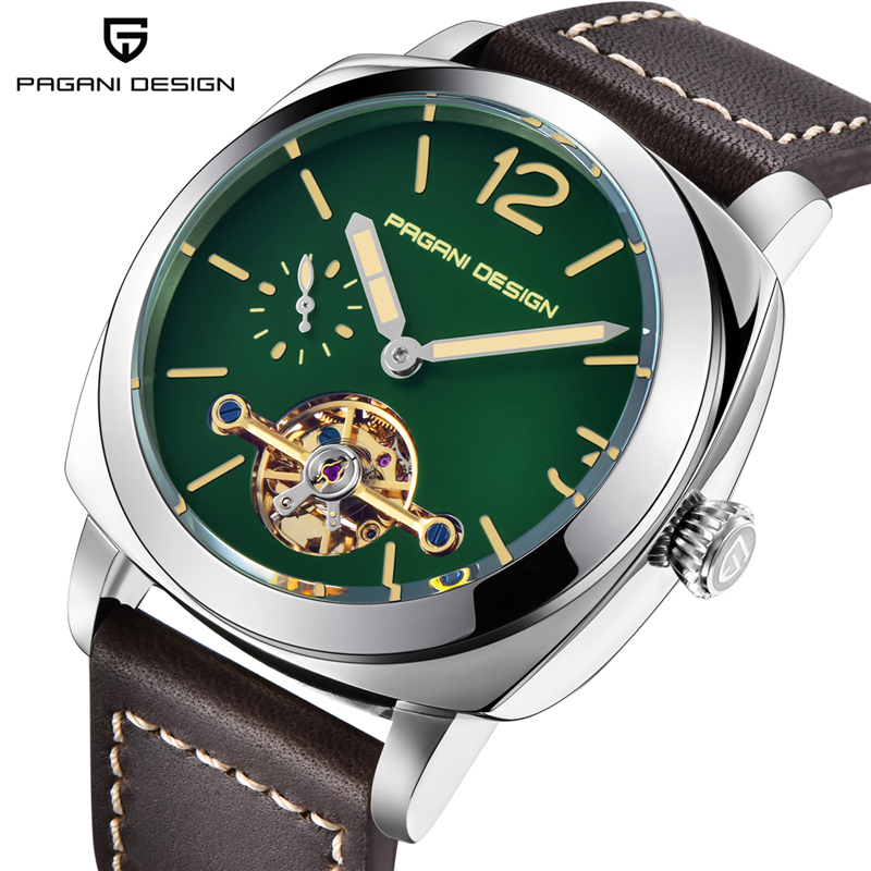 Luxury Tourbillon Mechanical Watches Genuine Leather Fashion Skeleton Automatic Watch dropshipping