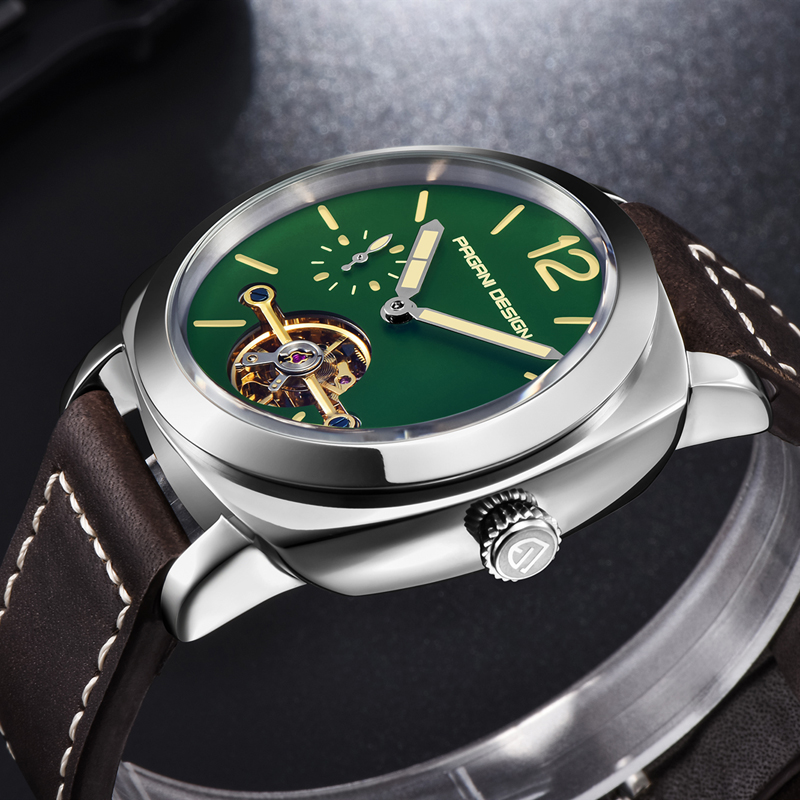 Luxury Tourbillon Mechanical Watches Genuine Leather Fashion Skeleton Automatic Watch dropshipping