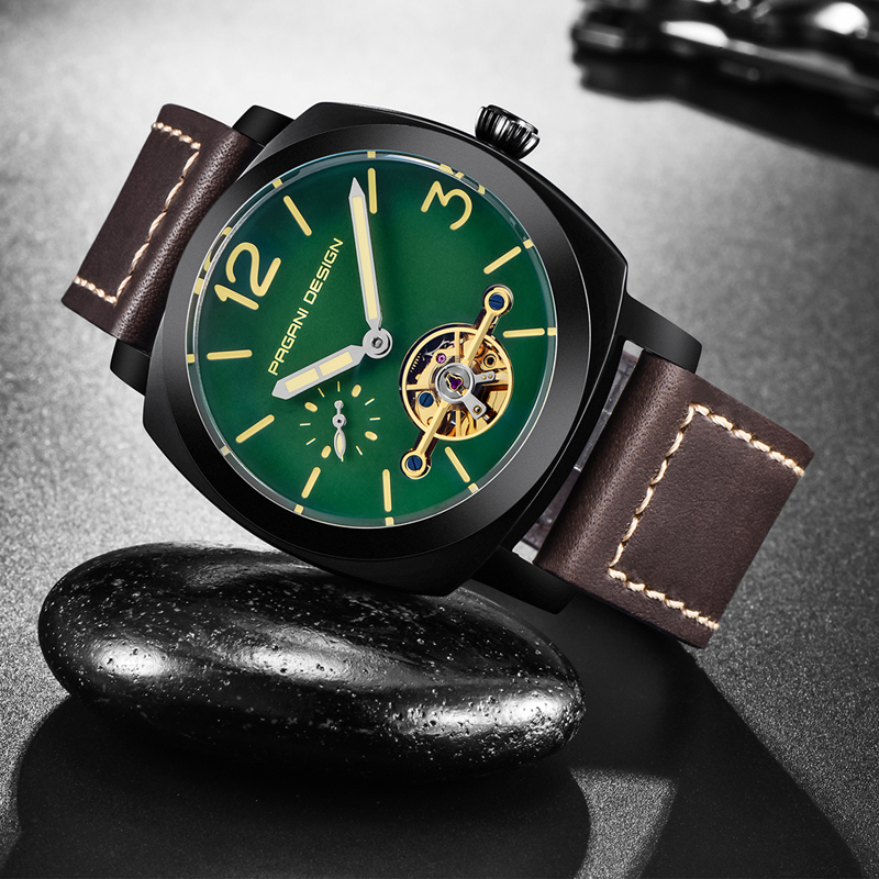 Luxury Tourbillon Mechanical Watches Genuine Leather Fashion Skeleton Automatic Watch dropshipping