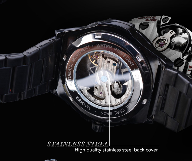 Men Watch Automatic Mechanical Golden Bridge Hollow Stainless Steel Band Wrist Watches Man Clock