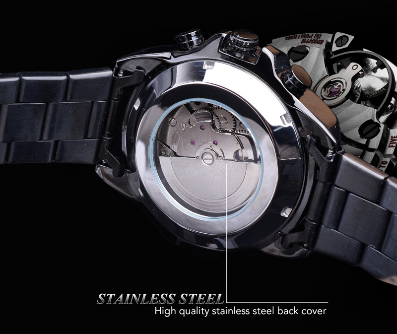 Men&apos;s Automatic Watch Blue Steel Band Calendar 3 Sub Dial Wristwatch Mechanical Male Clock