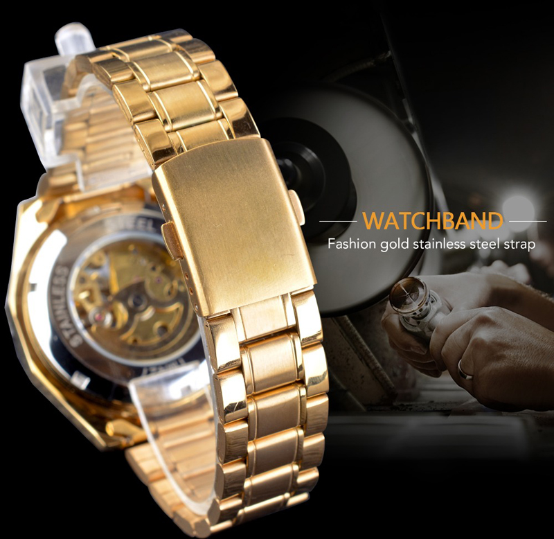 Military Sport Design Automatic Transparent Silver Stainless Steel Skeleton Mens Mechanical Watches