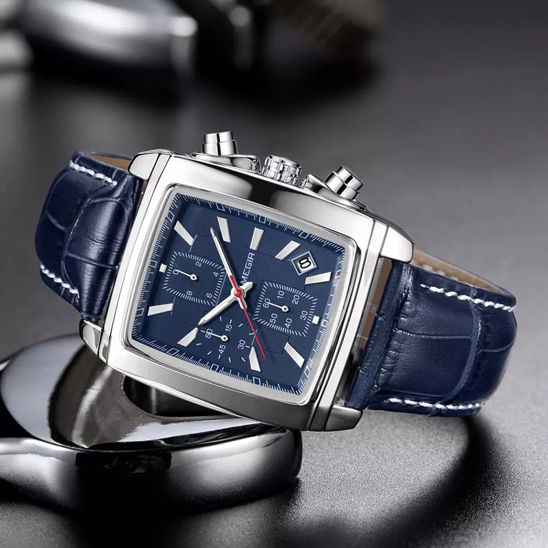 New Chronograph Men's Watches with Leather Strap Waterproof Luminous Military Quartz Sports Watch