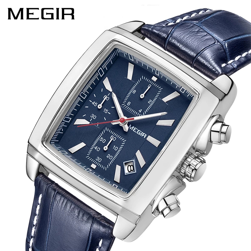New Chronograph Men's Watches with Leather Strap Waterproof Luminous Military Quartz Sports Watch