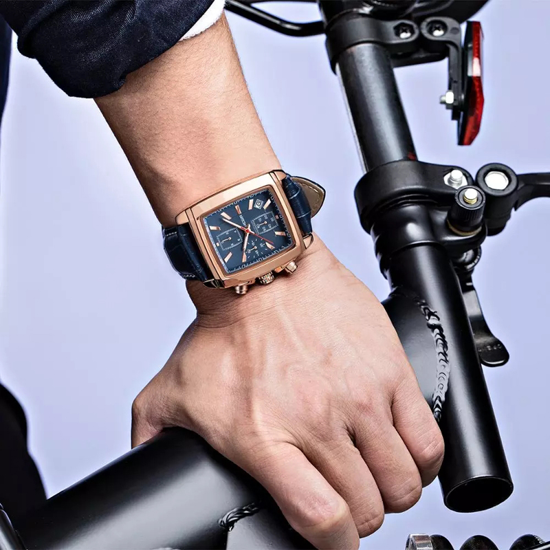 New Chronograph Men's Watches with Leather Strap Waterproof Luminous Military Quartz Sports Watch