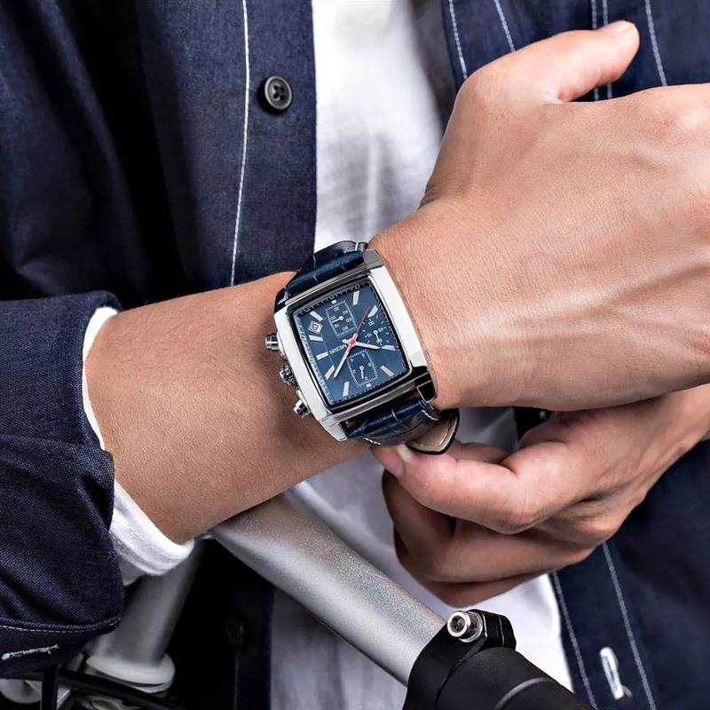 New Chronograph Men's Watches with Leather Strap Waterproof Luminous Military Quartz Sports Watch