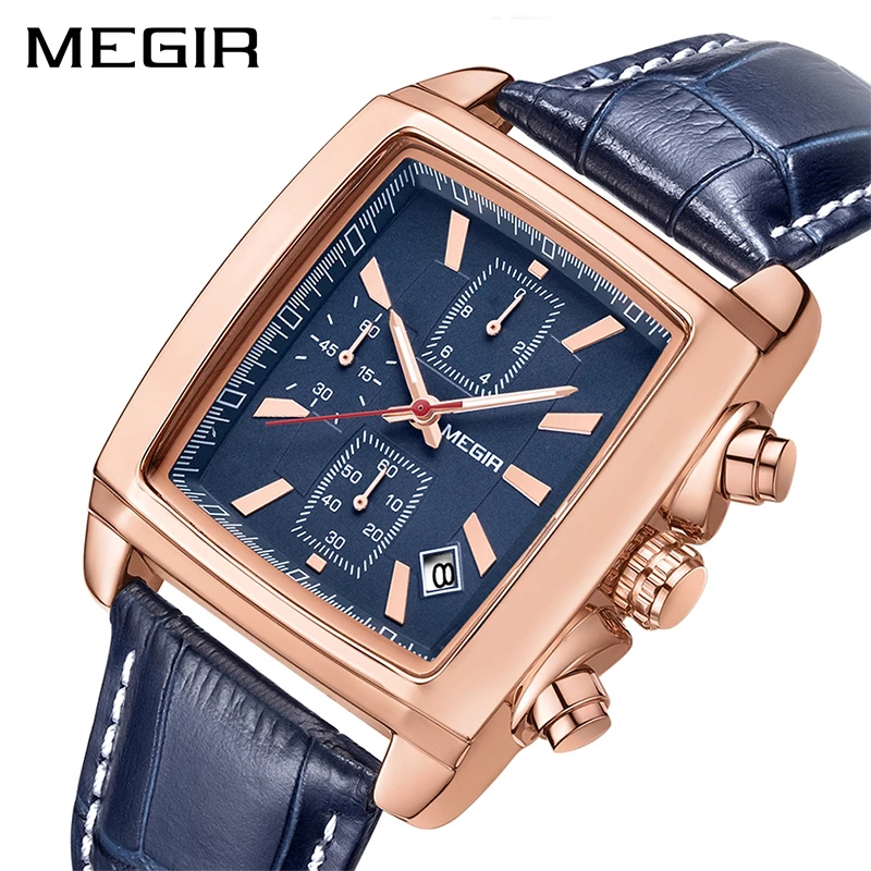 New Chronograph Men's Watches with Leather Strap Waterproof Luminous Military Quartz Sports Watch