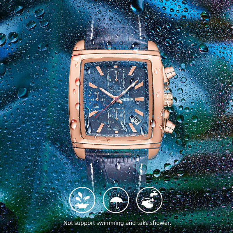 New Chronograph Men's Watches with Leather Strap Waterproof Luminous Military Quartz Sports Watch