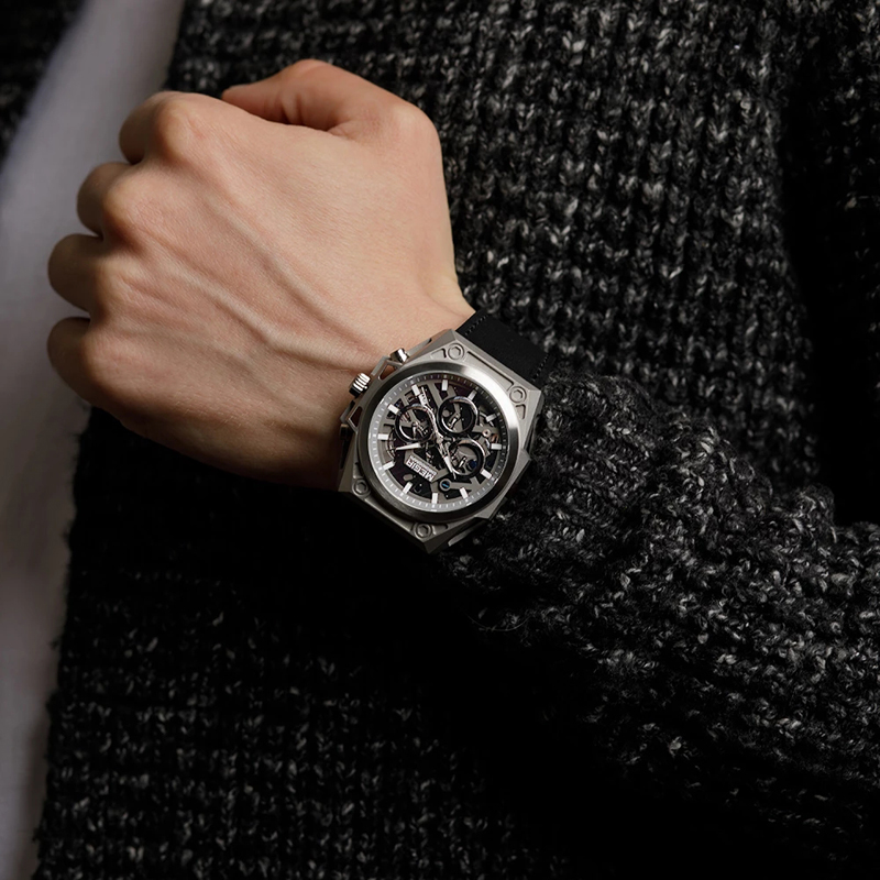 Stainless Steel Mens Watch Waterproof Sports Quartz  Chronograph Stop Wristwatches Male Clock Hour