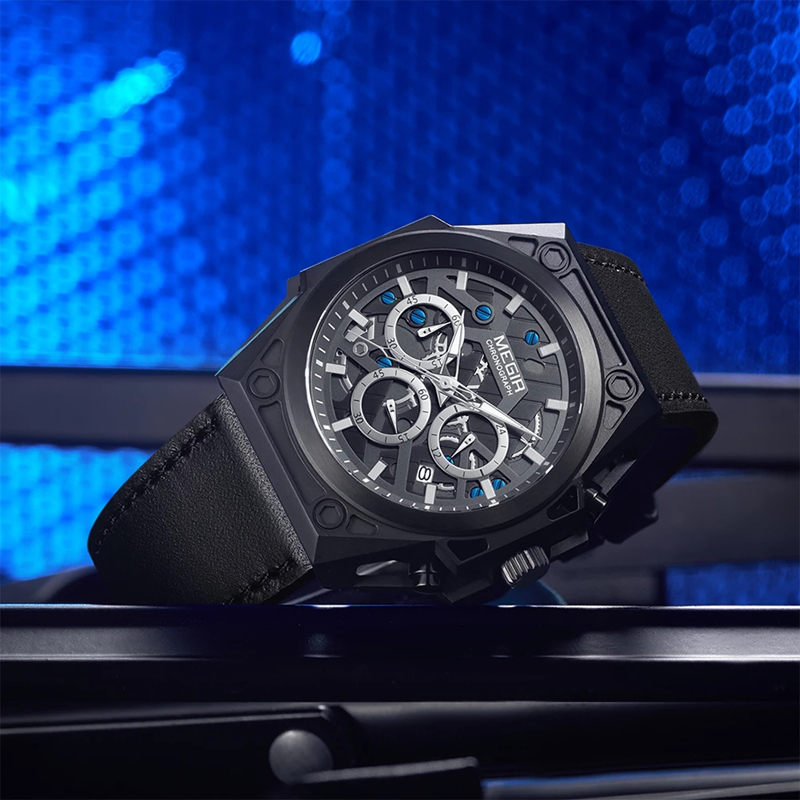 Stainless Steel Mens Watch Waterproof Sports Quartz  Chronograph Stop Wristwatches Male Clock Hour