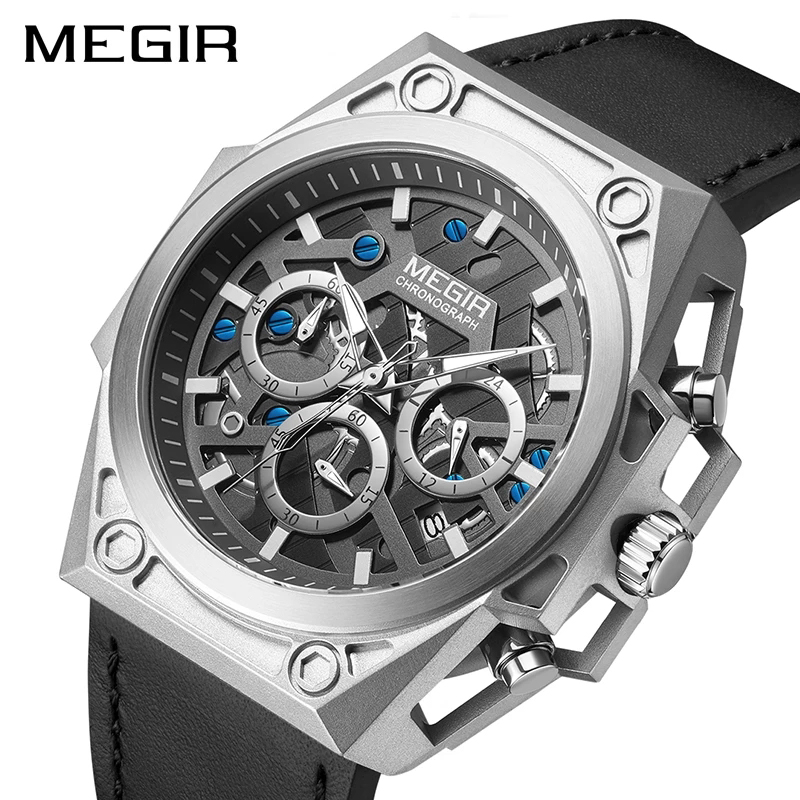 Stainless Steel Mens Watch Waterproof Sports Quartz  Chronograph Stop Wristwatches Male Clock Hour