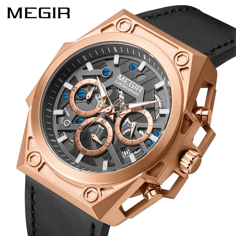 Stainless Steel Mens Watch Waterproof Sports Quartz  Chronograph Stop Wristwatches Male Clock Hour