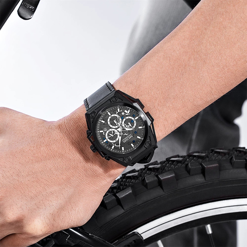 Stainless Steel Mens Watch Waterproof Sports Quartz  Chronograph Stop Wristwatches Male Clock Hour