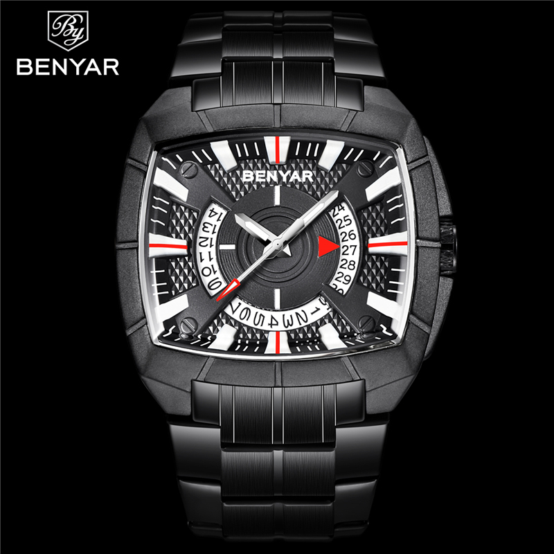 Men's Military Quartz Wrist Watch Top Luxury Waterproof Stainless Steel Watch Calendar Clock Man