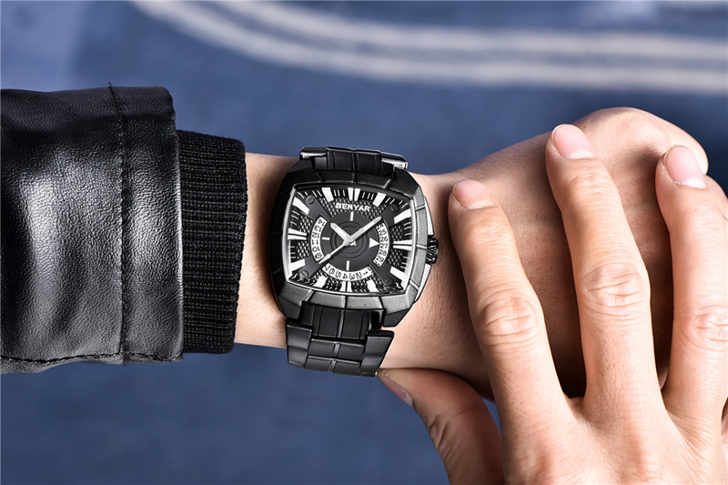 Men's Military Quartz Wrist Watch Top Luxury Waterproof Stainless Steel Watch Calendar Clock Man