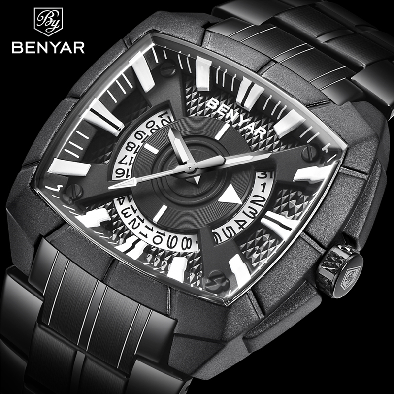 Men's Military Quartz Wrist Watch Top Luxury Waterproof Stainless Steel Watch Calendar Clock Man