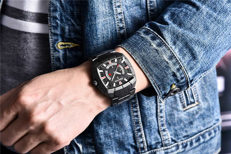 Men's Military Quartz Wrist Watch Top Luxury Waterproof Stainless Steel Watch Calendar Clock Man