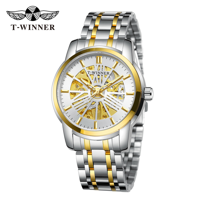 Mechanical Mens Watch Top Brand Luxury Automatic Watch Skeleton Golden Stainless Steel Strap New fashion Design Relogio Masculino Nice Gift Automatic Self-Wind Mechanical