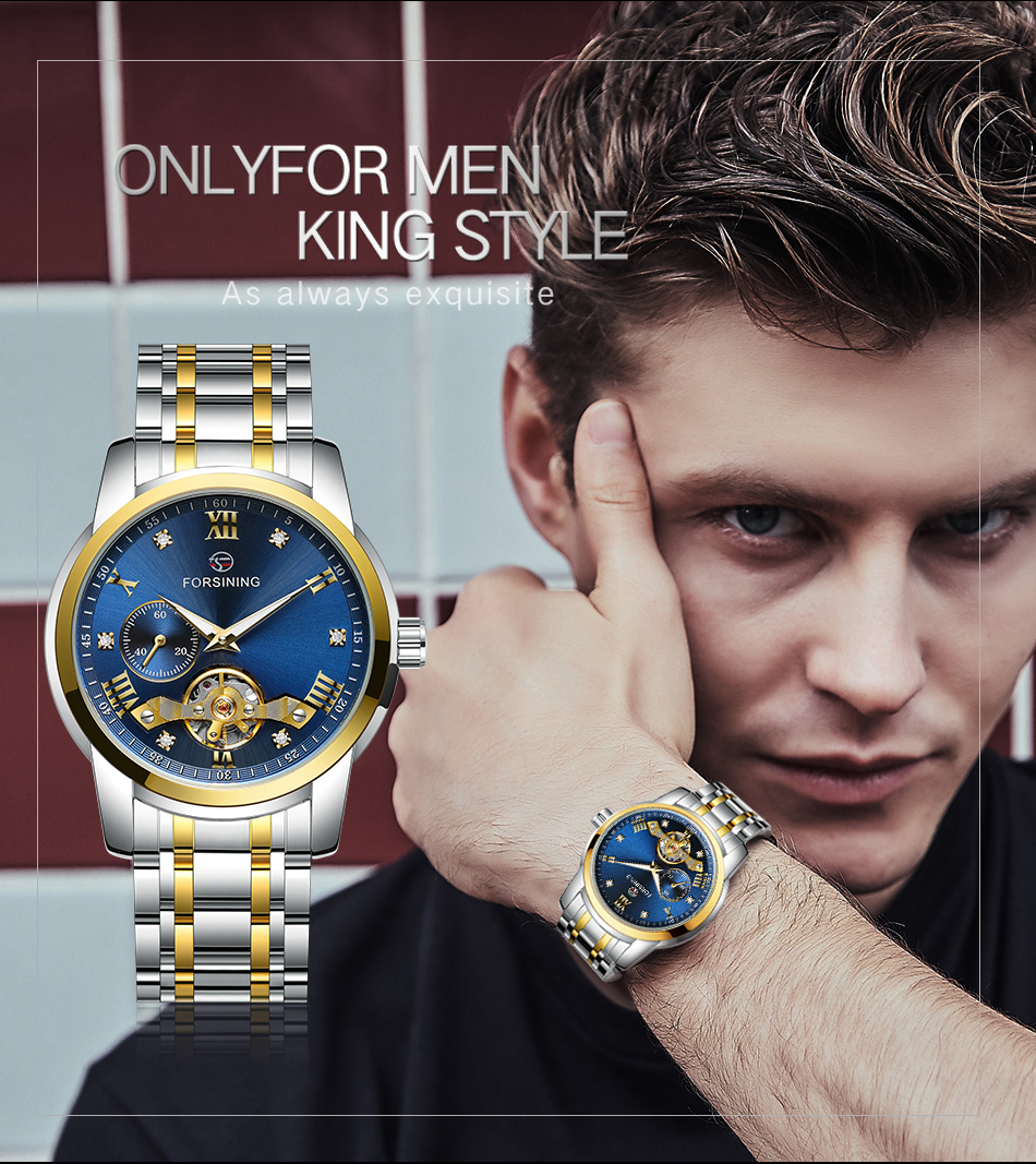 Man's Watch Luxury Brand New Arrival Mens Automatic Self-wind Wrist Watch Tourbillon Stainless Steel Strap Mechanical for Men Nice Gift Skeleton dial design Mechanical Hand Wind mechanical movement