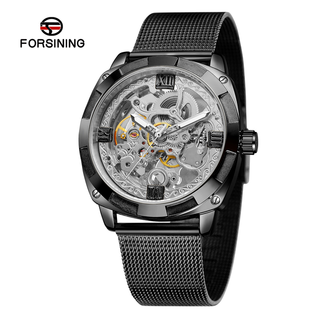 Man's Watch Transparent New Gold Black Watch for Men Mechanical Wristwatches Vintage Engraved Automatic Watches Mens Steel Band No battery needed
