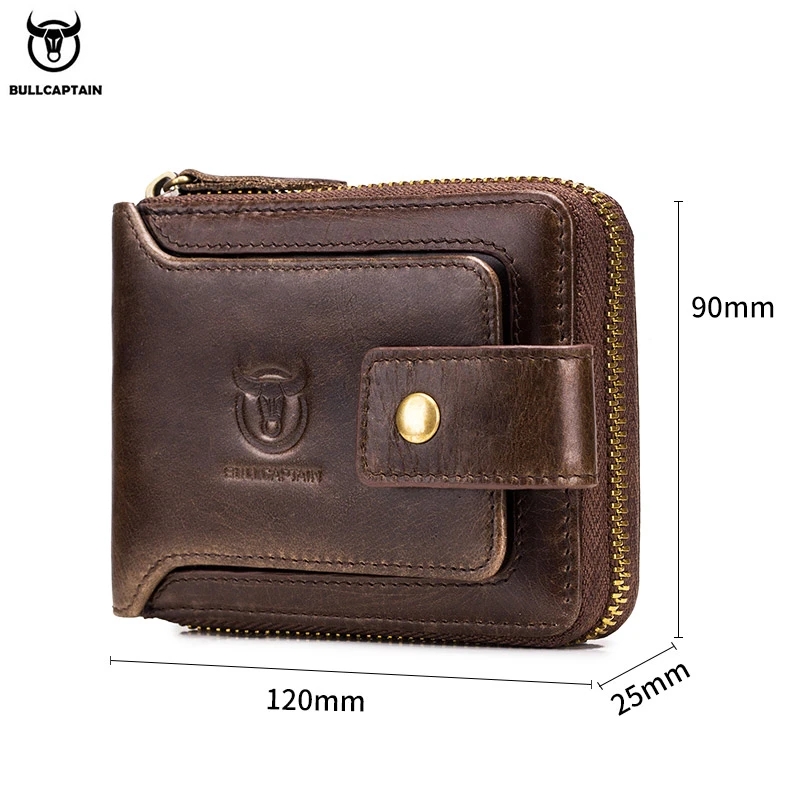 Standard Wallets BULLCAPTAIN Brand Men's Wallet Genuine Leather Purse Male Rfid Wallet Multifunction Storage Bag Coin Purse Wallet's Card Bags Zipper & Hasp Black, Brown, Coffee Wallet