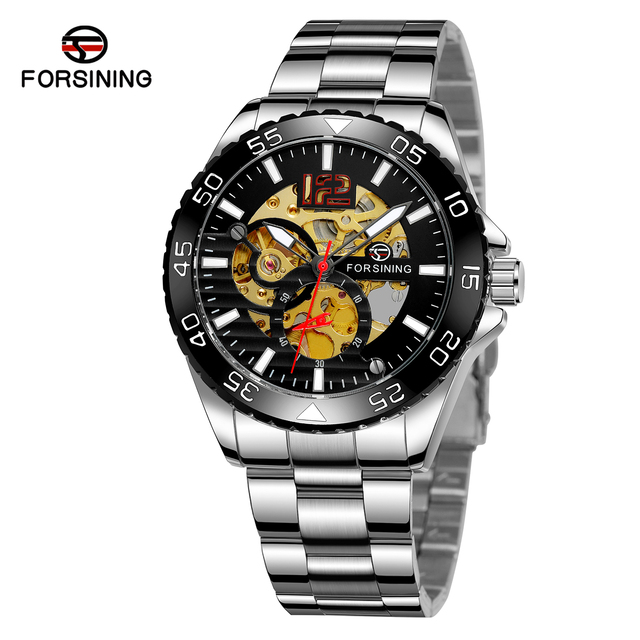 Man's Watch Luxury Brand Fashion Man Clock Mechanical Automatic Men's Watch Luminous Hands Waterproof Black Stainless steel watch case Casual Watches Skeleton dial Daily waterproof