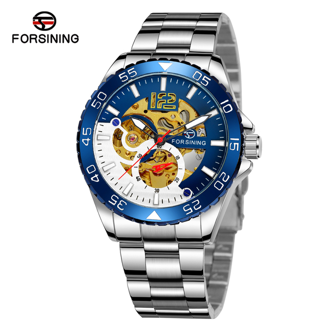 Man's Watch Luxury Brand Fashion Man Clock Mechanical Automatic Men's Watch Luminous Hands Waterproof Black Stainless steel watch case Casual Watches Skeleton dial Daily waterproof