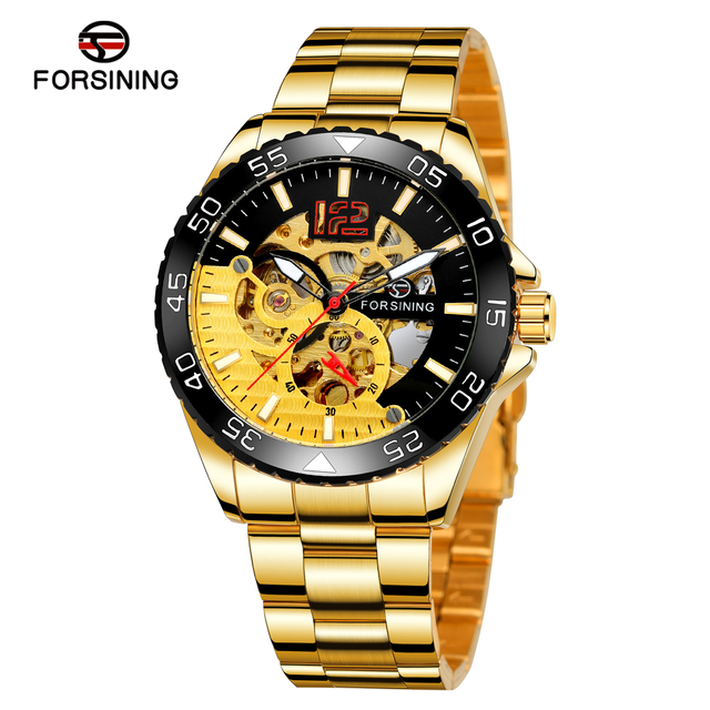 Man's Watch Luxury Brand Fashion Man Clock Mechanical Automatic Men's Watch Luminous Hands Waterproof Black Stainless steel watch case Casual Watches Skeleton dial Daily waterproof
