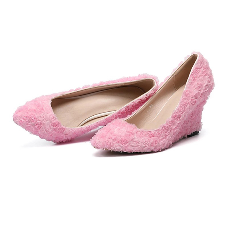 Women's new lace bridal shoes, pointy, shallow-mouthed heels, white, red, pink, 34-43.