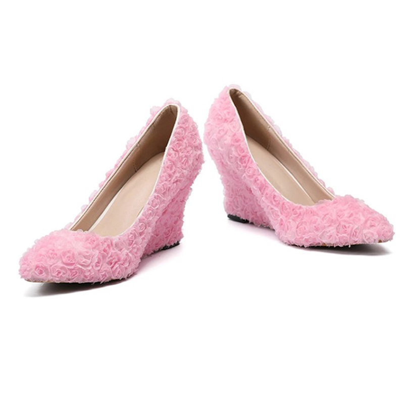 Women's new lace bridal shoes, pointy, shallow-mouthed heels, white, red, pink, 34-43.