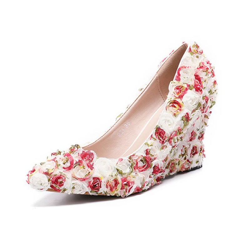 Women's new lace bridal shoes, pointy, shallow-mouthed heels, white, red, pink, 34-43.