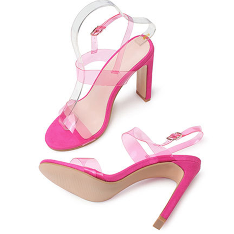 Women&apos;s new summer tip fish mouth sandals transparent thick heels yellow-green 35-42 yards