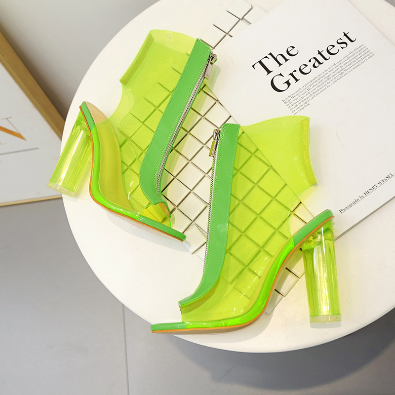 Women's 1 pair of size 35-42 fishmouth tied ankle boots party women's shoes green 42