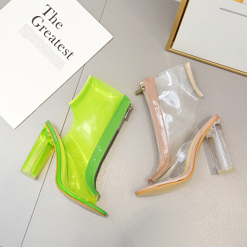 Women's 1 pair of size 35-42 fishmouth tied ankle boots party women's shoes green 42