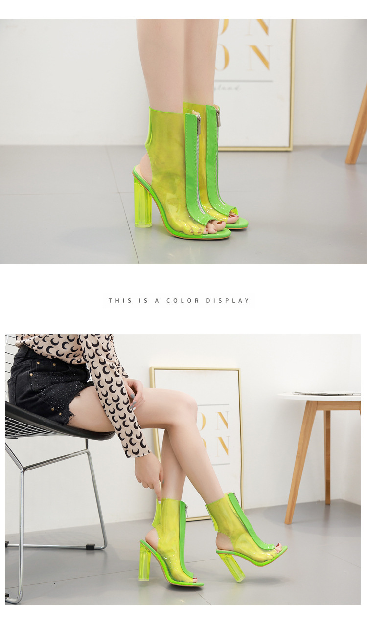 Women's 1 pair of size 35-42 fishmouth tied ankle boots party women's shoes green 42