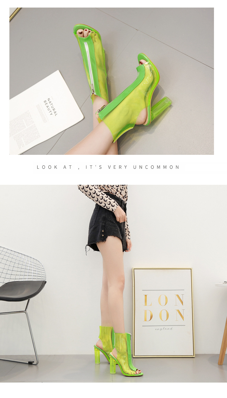 Women's 1 pair of size 35-42 fishmouth tied ankle boots party women's shoes green 42