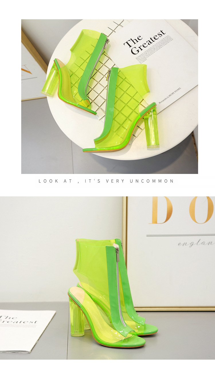 Women's 1 pair of size 35-42 fishmouth tied ankle boots party women's shoes green 42