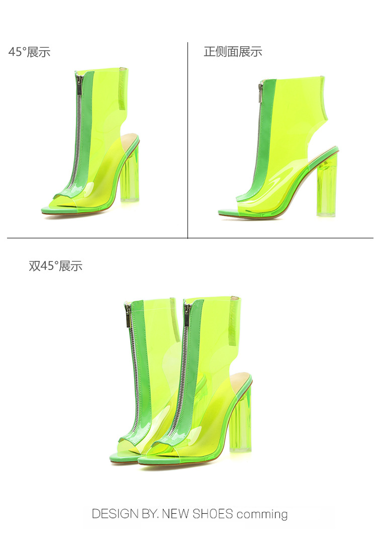 Women's 1 pair of size 35-42 fishmouth tied ankle boots party women's shoes green 42