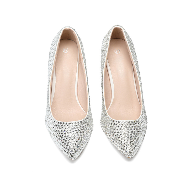 Women's Slope and Silver Shallow Shoes Banquet Wedding Shoes EU 43