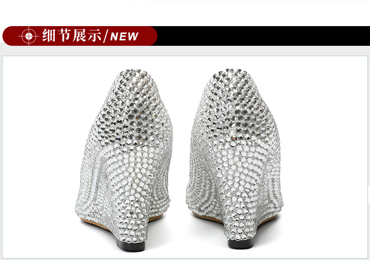 Women's Slope and Silver Shallow Shoes Banquet Wedding Shoes EU 43