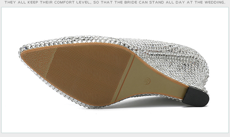 Women's Slope and Silver Shallow Shoes Banquet Wedding Shoes EU 43