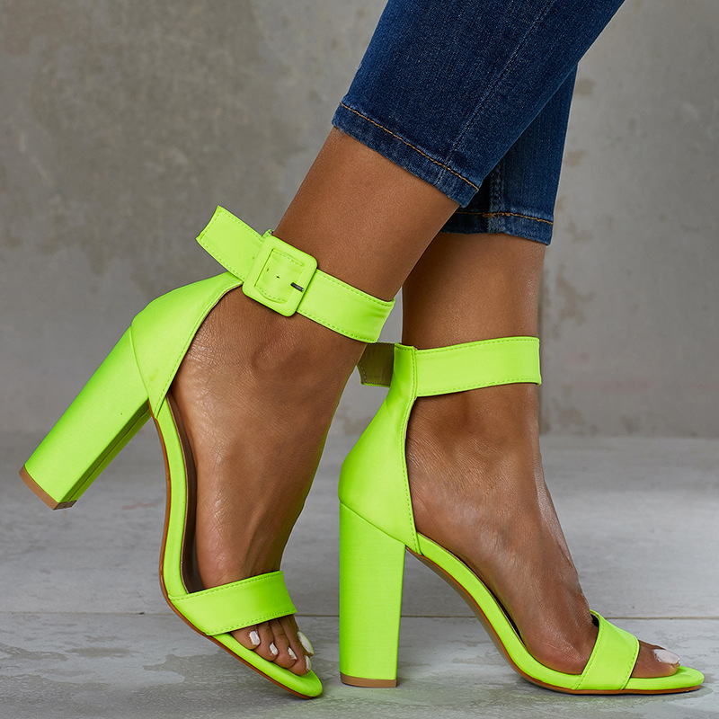 Women's Fashion Simple High-heeled Shoes Big Size/Green and Yellow/EU42