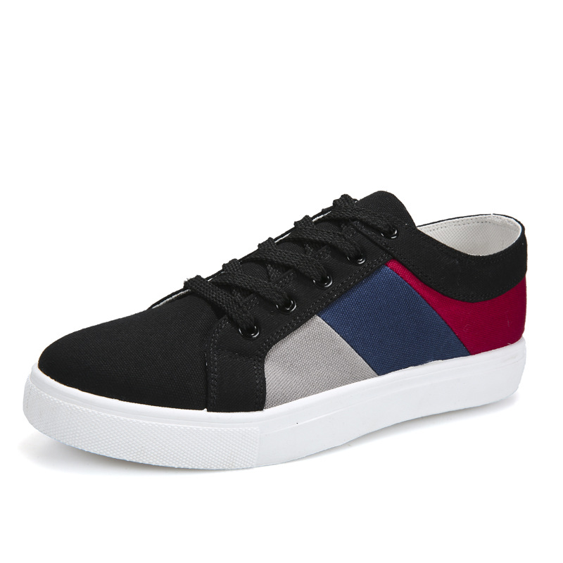 Men's fashion canvas shoes color blocking flat running low top shoes extra large