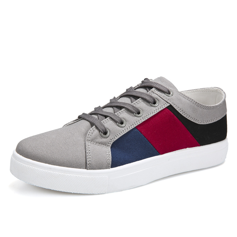 Men's fashion canvas shoes color blocking flat running low top shoes extra large