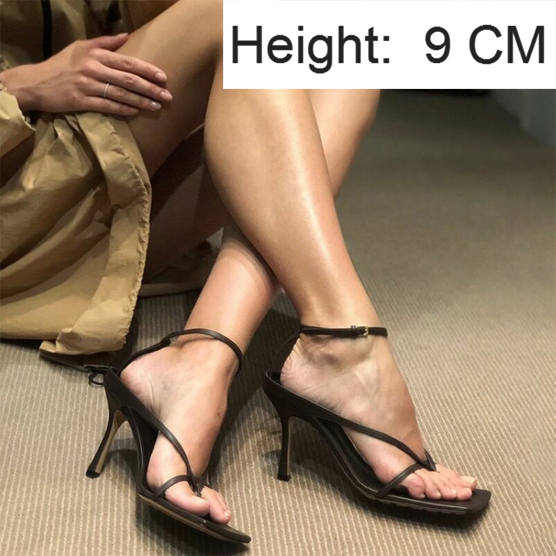 Women's summer high heeled sandals buckle belt thin heeled sandals women's Shoes White Black Size 38