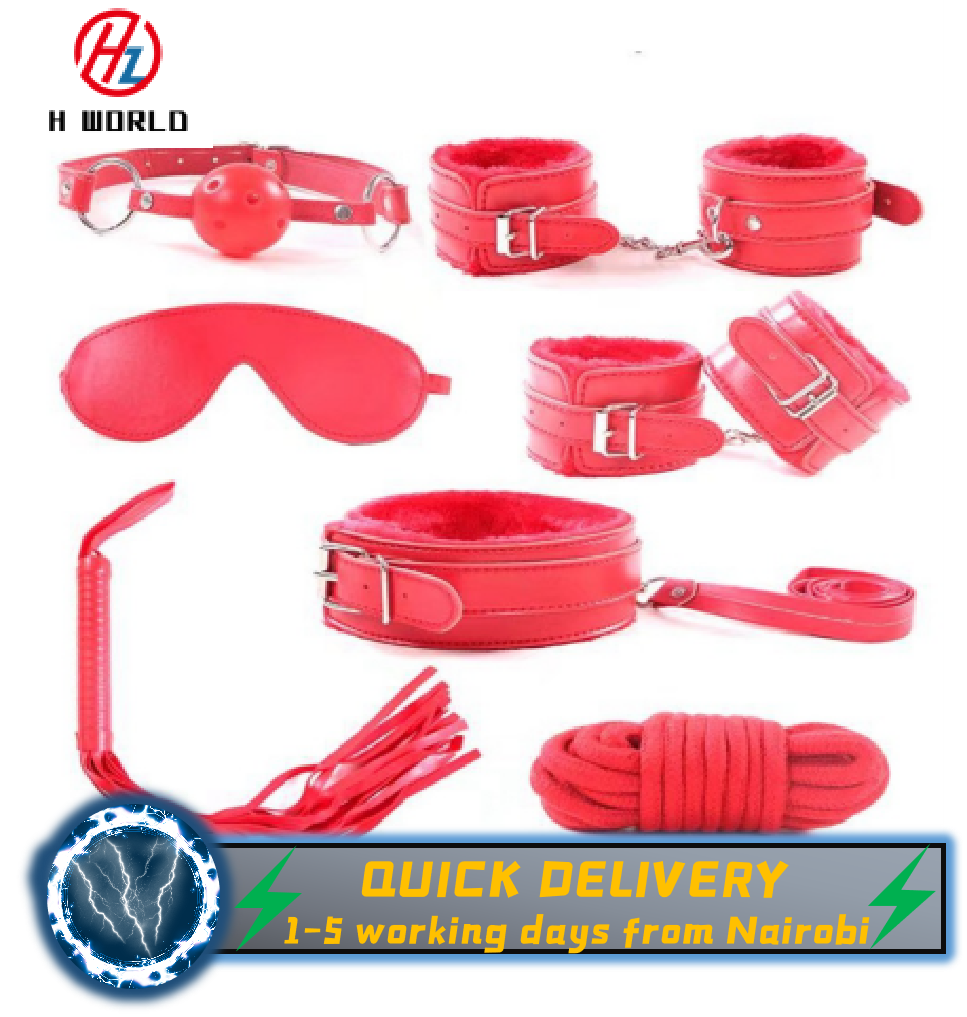 HW  7pcs/set sex toys Adult Sex SM Toys Handcuffs-Cuffs-Strap-Whip-Rope-Neck-Bandage-Sexy Women and man Sex Toy